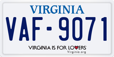 VA license plate VAF9071