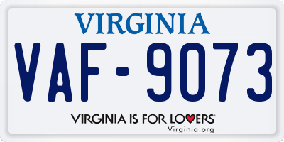 VA license plate VAF9073