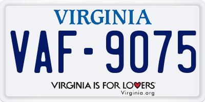 VA license plate VAF9075