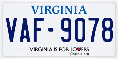 VA license plate VAF9078