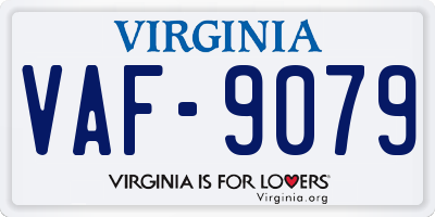 VA license plate VAF9079