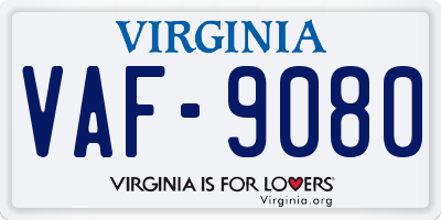 VA license plate VAF9080