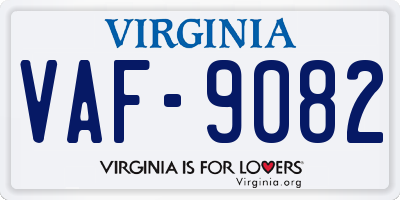 VA license plate VAF9082