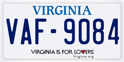 VA license plate VAF9084