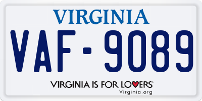 VA license plate VAF9089