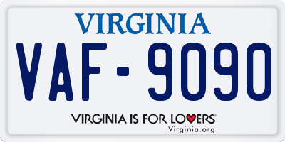 VA license plate VAF9090