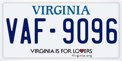 VA license plate VAF9096