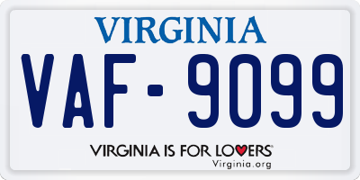 VA license plate VAF9099