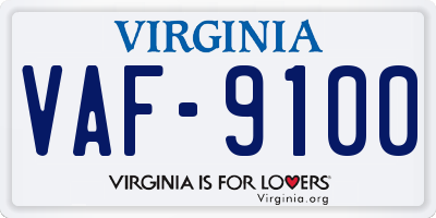 VA license plate VAF9100