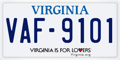 VA license plate VAF9101