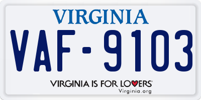 VA license plate VAF9103