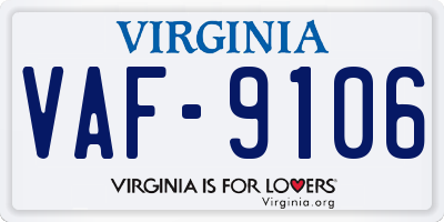 VA license plate VAF9106