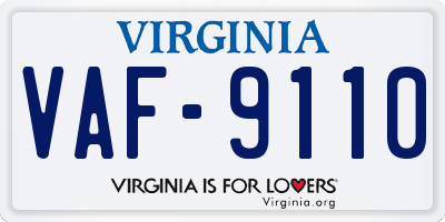 VA license plate VAF9110