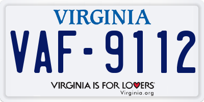 VA license plate VAF9112
