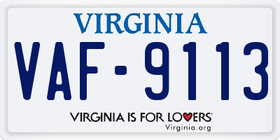 VA license plate VAF9113