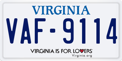 VA license plate VAF9114