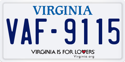 VA license plate VAF9115