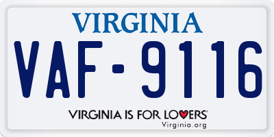 VA license plate VAF9116