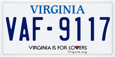 VA license plate VAF9117