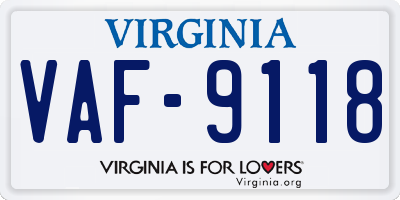 VA license plate VAF9118