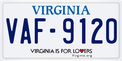 VA license plate VAF9120