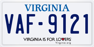 VA license plate VAF9121