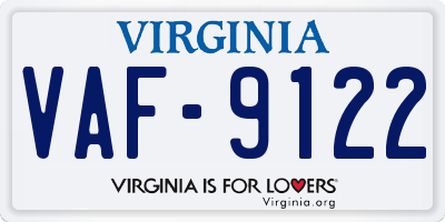 VA license plate VAF9122