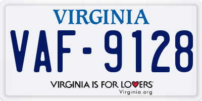 VA license plate VAF9128