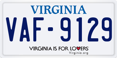 VA license plate VAF9129