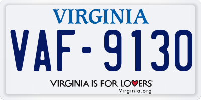 VA license plate VAF9130