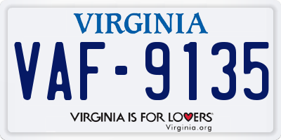 VA license plate VAF9135