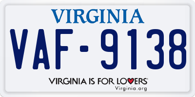 VA license plate VAF9138