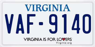 VA license plate VAF9140