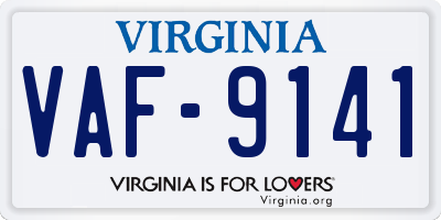 VA license plate VAF9141