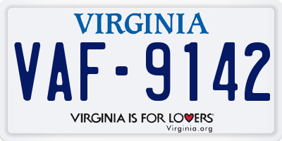 VA license plate VAF9142