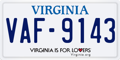 VA license plate VAF9143