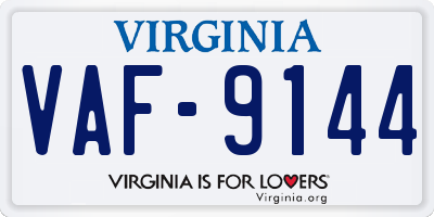 VA license plate VAF9144