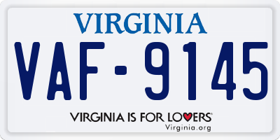 VA license plate VAF9145