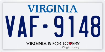 VA license plate VAF9148