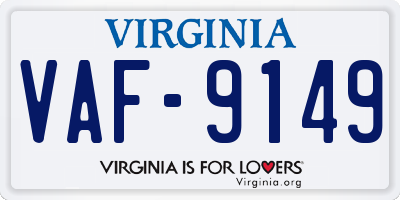 VA license plate VAF9149