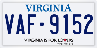 VA license plate VAF9152