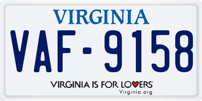 VA license plate VAF9158