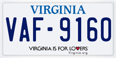 VA license plate VAF9160