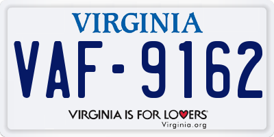 VA license plate VAF9162