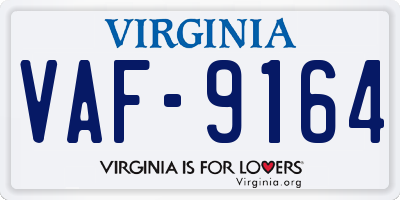 VA license plate VAF9164