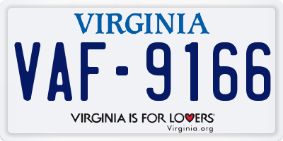 VA license plate VAF9166
