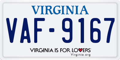 VA license plate VAF9167