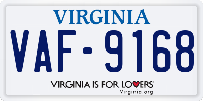 VA license plate VAF9168