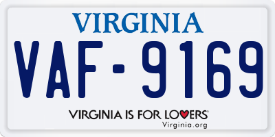 VA license plate VAF9169