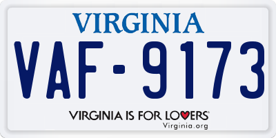 VA license plate VAF9173